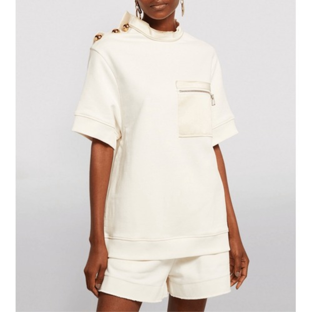 NWT AZ FACTORY Organic Cotton Button T-Shirt in White Size M/L (TP1)